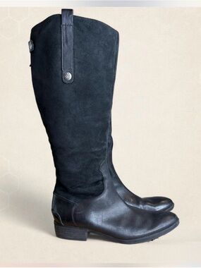 Sam Edelman 🦋Black Suede & Leather Knee-High Riding Boots - Women's